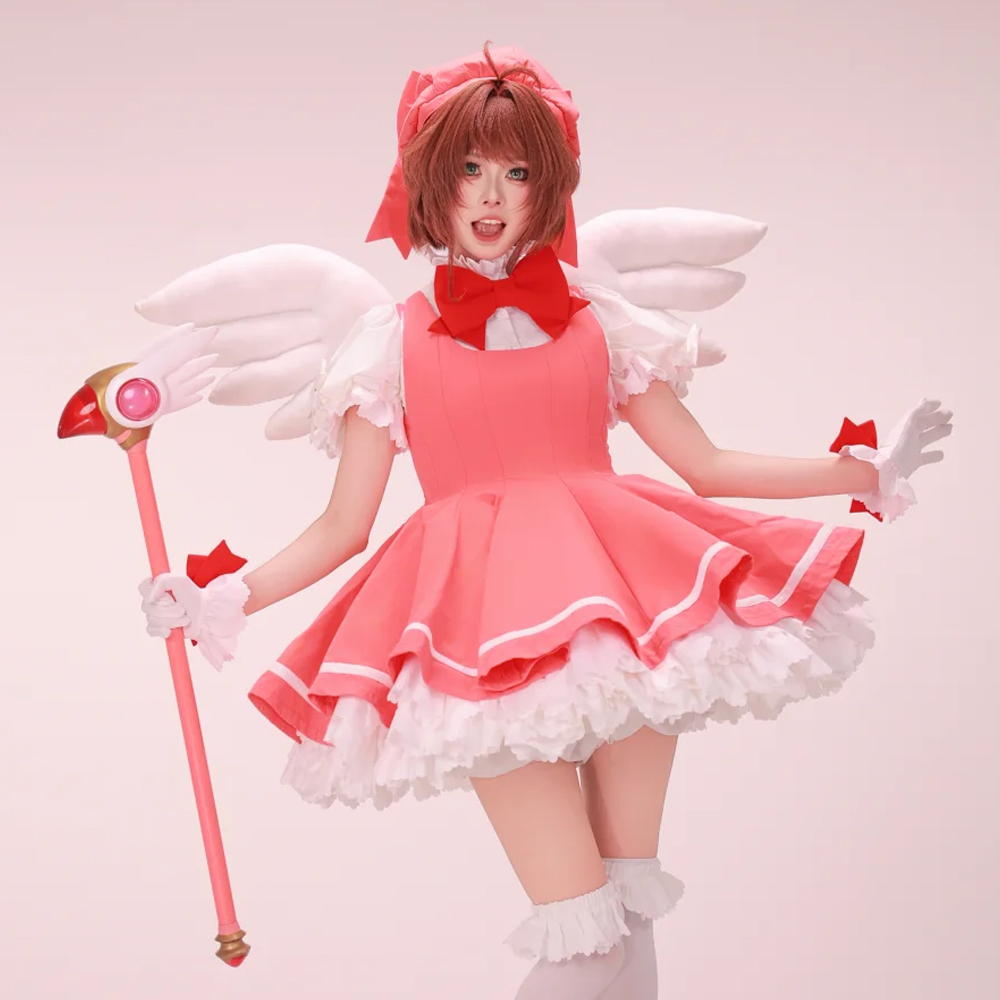 Anime Cosplay Easy - كينوموتو ساكورا تأثيري الوردي لوليتا فستان
