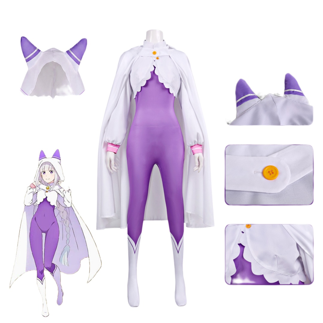 Anime Cosplay Bodysuit - طقم زي تنكري إميليا من ريزيرو