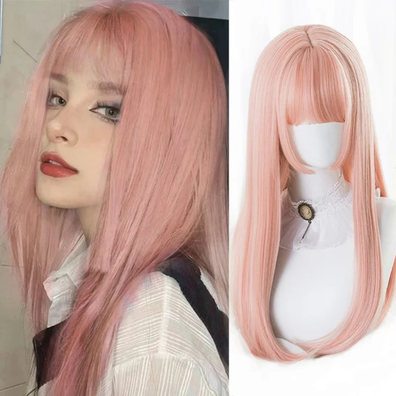 باروكة شعر صناعي طويل ومستقيم  - مراجعة Anime Cosplay Girl With Black Hair وسعره
