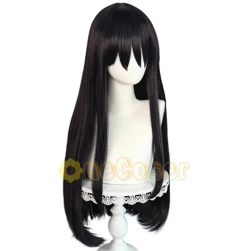 ADFF15IN STOCK شعر صناعي طويل  - مراجعة Anime Cosplay Girl With Black Hair وسعره