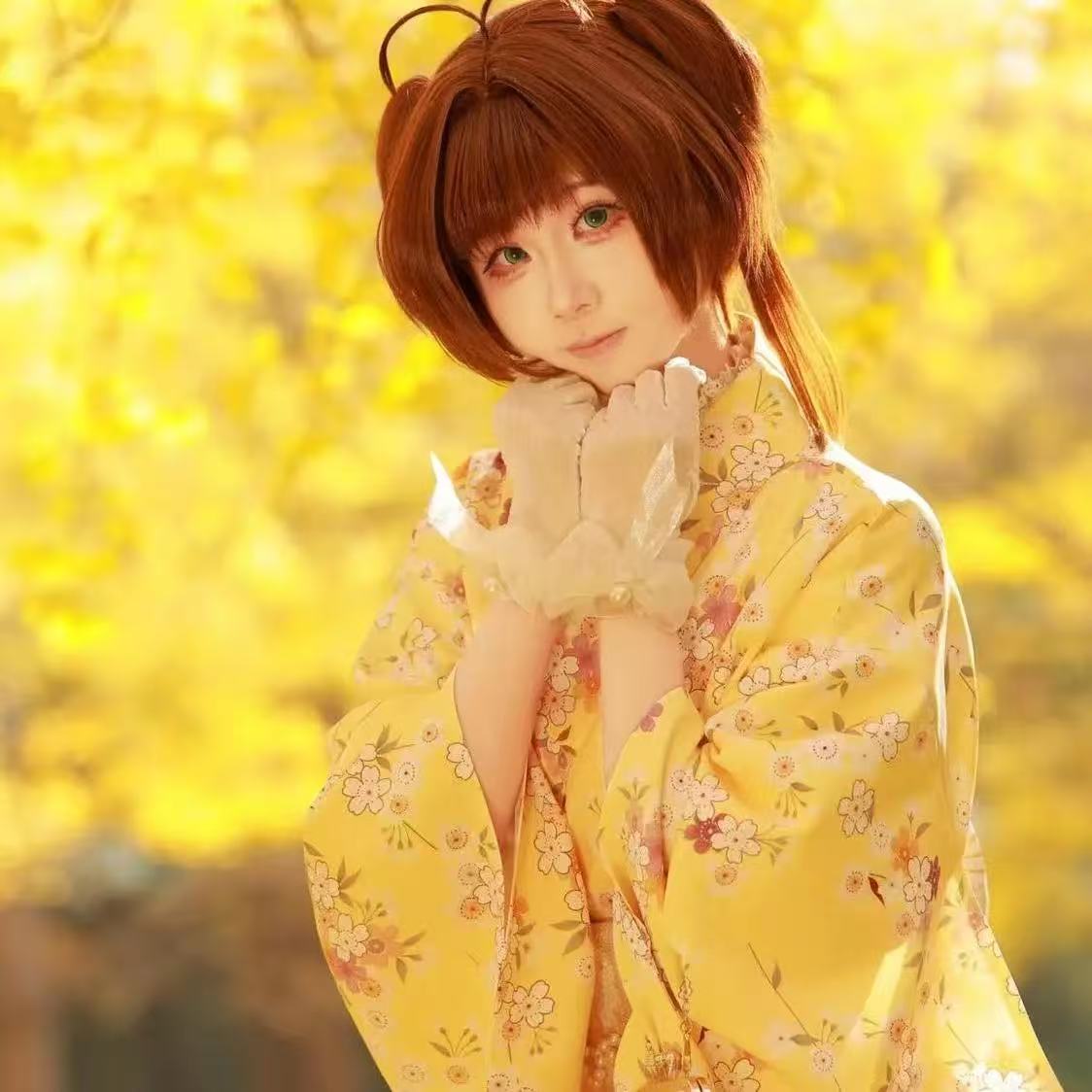 كيمونو أصفر لطيف للفتيات على ا - مراجعة Asian Cosplay Anime وسعره